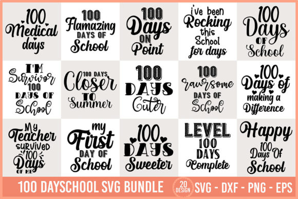 100 Day School SVG Bundle: Crafts & Graphics